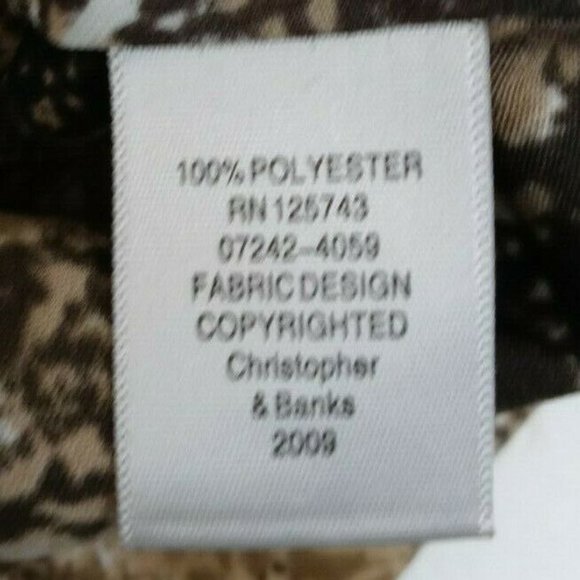 Christopher & Banks 3/4 Sleeve Brown, Tan, & White Floral Blouse Size Medium - Picture 5 of 5